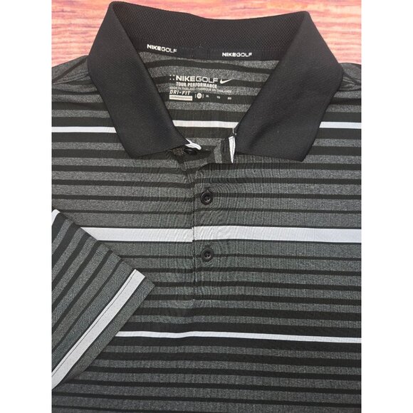 Nike Golf Dri-Fit Tour Performance Mens Polo XL Black Striped - Picture 4 of 7